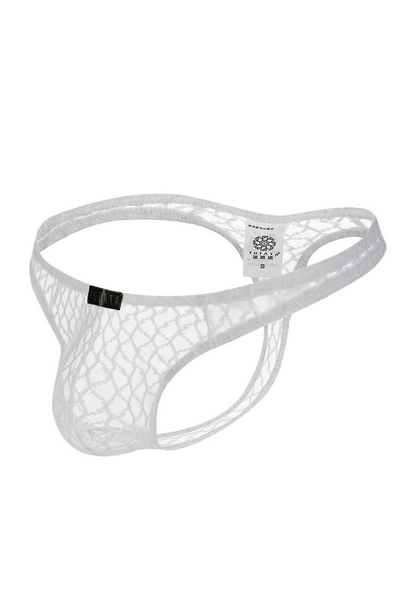 Mens Lingeries Valentine's Day Gift New Men Low-Waisted Transparent Lace Men's Underpants T-back Underwear Silky Soft Smoothing Lightweight Underwear