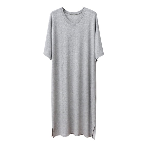 Hwmodou Mens Pajama Outfits Sets Male Solid Color Short Sleeve Round Neck Nightdress Robe Homewear Fashion Loose Casual Soft Loungewear Fall Winter Pj Outfit