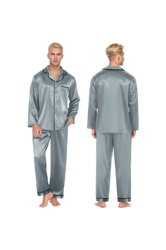 Mens Sleepwears Valentine's Day Love Heart Cute Printed Solid Nightwear Fashion Loose Comfortable Long Sleeve Night Gown Set For Couples Made Of Silk For Soft Homwear Nightgown For Man