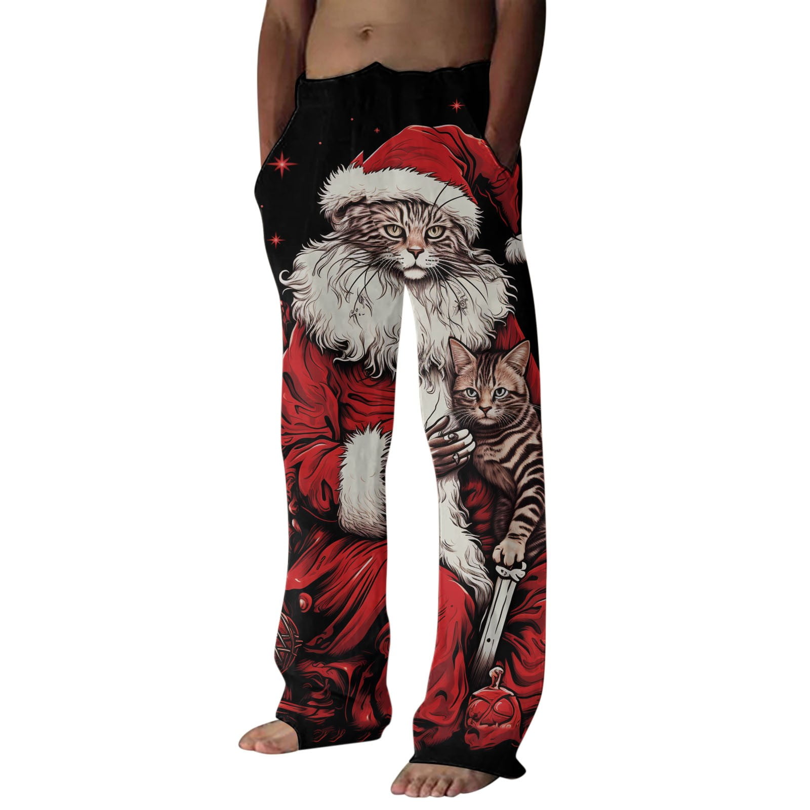 Hwmodou Mens Xmas Pants Autumn Winter Christmas Home Fully Printed