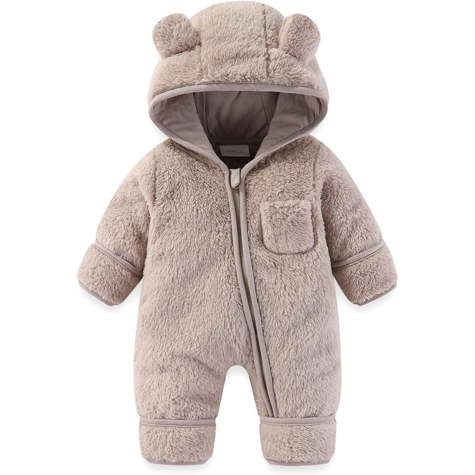 New Born Baby Boy Winter Romper In Fleece Stuff Style Bear In Blue Color From 0-1 Months On Sale main image 1