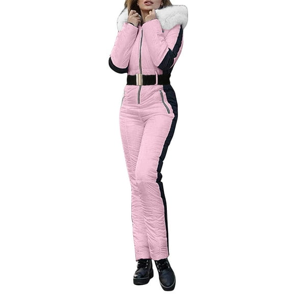 Hwmodou Parkas For Women Winter Outdoor Sports Jumpsuit ' With Removable Outdoor Sports Zipper Ski Suit With Hood Vintage Coat