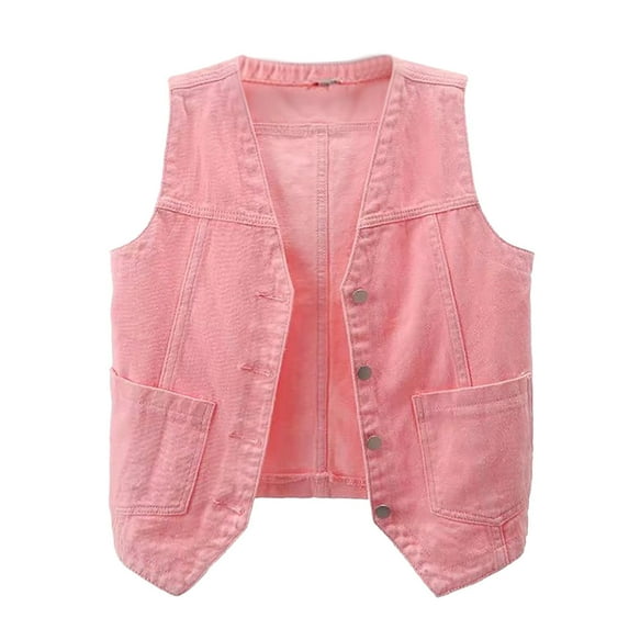 Hwmodou Plus Size Womens Jean Jackets Loose Sleeveless Denim Vest V Neck Button Down Jacket Fall Winter Y2K Elegant Vintage Cozy Coats