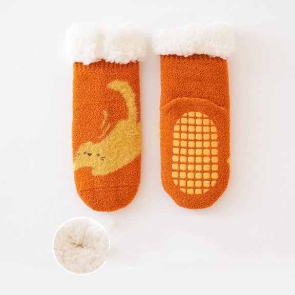 Hwmodou Rends Baby Slipper Socks Christmas Toddler Fuzzy Socks Warm Non Winter Socks Stretchy Thermal Fashion,0M-4Y