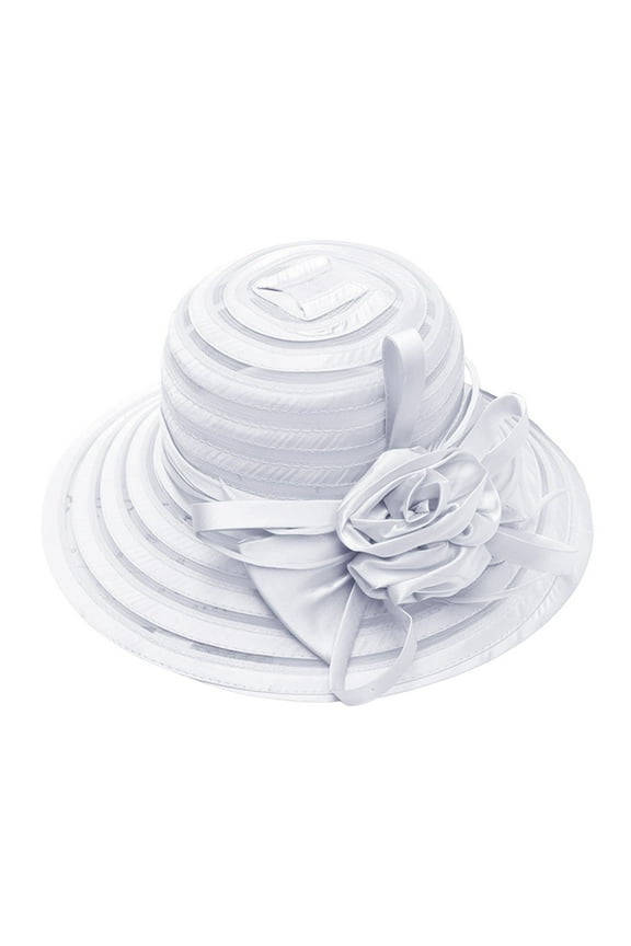 Spring Summer Mesh Sunshade Hat Flower Temperament Wedding Dress Hat Sun Dome Large Brim Hat Fashion Hat For Woman