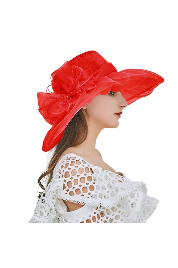 Spring Summer Mesh Sunshade Hat Flower Temperament Wedding Dress Hat Sun Dome Large Brim Hat Fashion Hat For Woman
