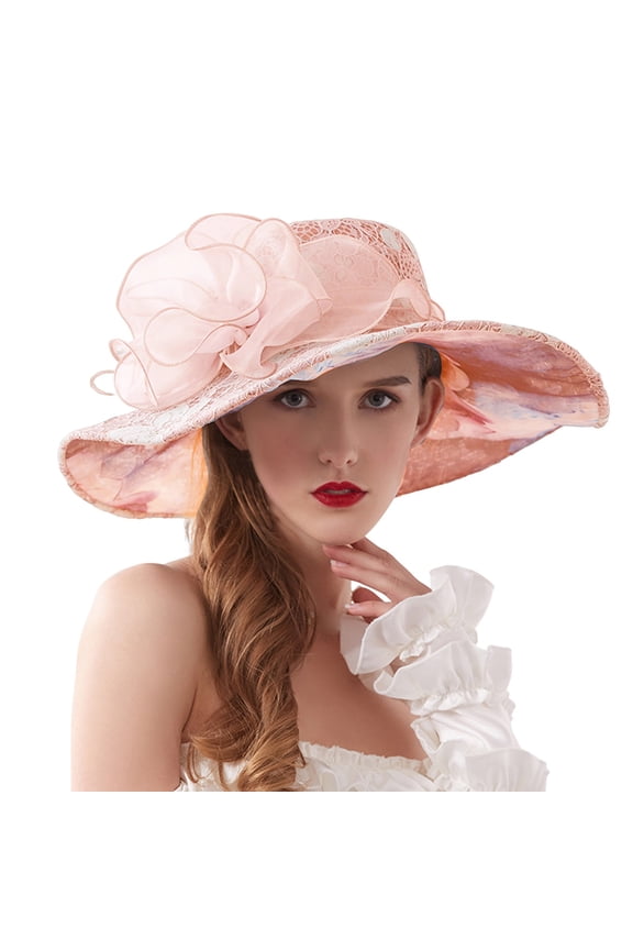 Spring Summer Mesh Sunshade Hat Flower Temperament Wedding Dress Hat Sun Dome Large Brim Hat Fashion Hat For Woman