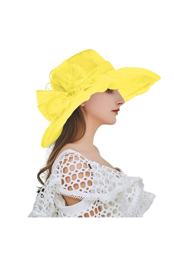 Spring Summer Mesh Sunshade Hat Flower Temperament Wedding Dress Hat Sun Dome Large Brim Hat Fashion Hat For Woman