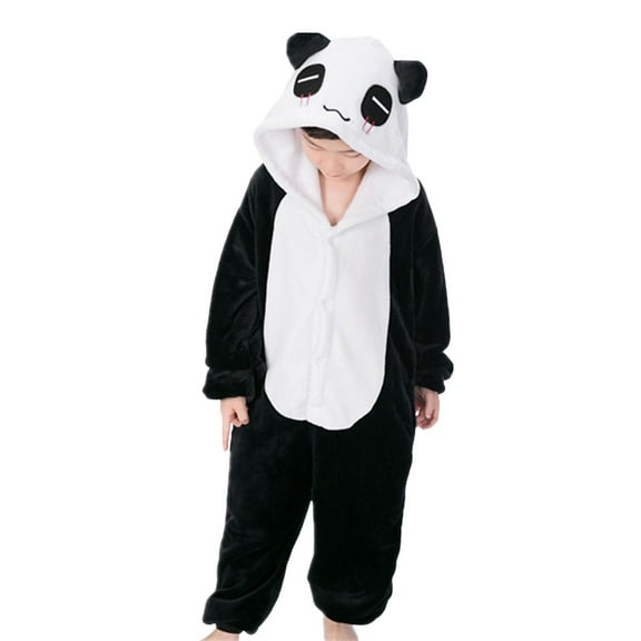 Hwmodou Girls Pjs Flannel Children Cartoon Animals Conjoined Pajamas Leisure Sleepwears Nightgown,1-15Y