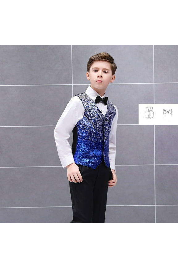 Toddler Boy Clothes Sets Kids Boys Sequin Vest Boys Formal Suit Vest Set With Bow Tie For Party Cute Outfit