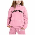 thumbnail image 1 of Hwmodou Toddler Girl Christmas Outfit Set Boys Long Sleeve Solid Color Warm Hoodie Pullover Tops Pants Outfits Sweatsuits Teen Girl Gifts Trendy Stuff,1-9Y, 1 of 4