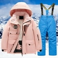 thumbnail image 1 of Hwmodou Toddler Girl Clothes Sets Childrens Ski Suit Multi Pocket Jacket Pants Winter Windbroof Snowboarding Winter Warm Snow Suits Unisex Outerwear Sets, 1 of 4
