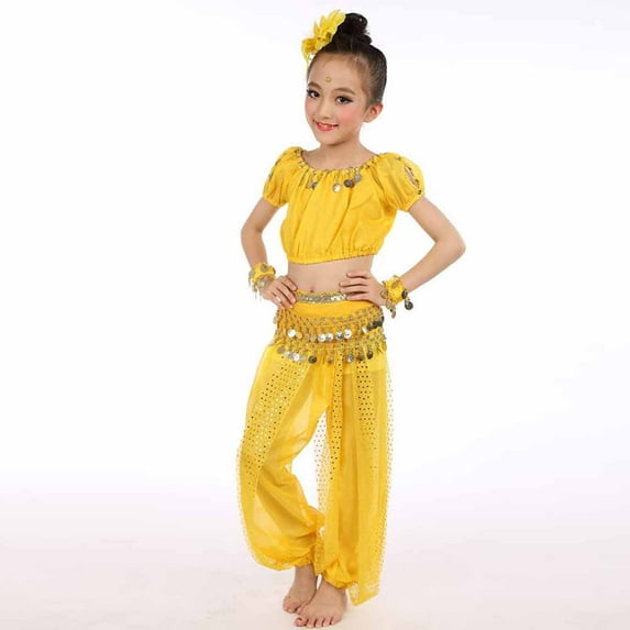 Hwmodou Toddler Girl Clothes Sets Handmade Children Girl Belly Dance Apparel Kids Belly Dancing Dance Cloth Activewear Clothes
