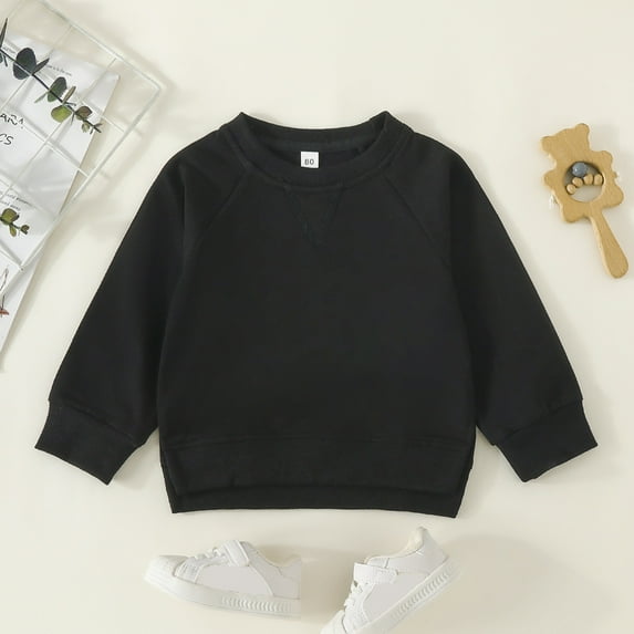 Hwmodou Toddler Girl Clothes Sets Toddler Kids Boy Girl Crewneck Sweatshirt Cotton Long Sleeve Solid Color Pullover Top Casual Spring Fall Clothes Activewear Clothes