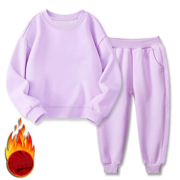 Hwmodou Toddler Girl Clothes Sets Toddler Kids Boy Girl Clothes Unisex Solid Sweatsuit Long Sleeve Warm Pullover Tops Pants Set Outfits Stylish Clothing