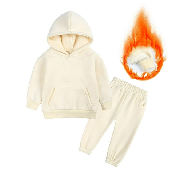 Hwmodou Toddler Girl Clothes Sets Toddler Kids S Girls Boys Spring Winter Solid Warm Thick Long Sleeve Pants Hooded Hood Sweatshirt Set Outfits Cute Outfit