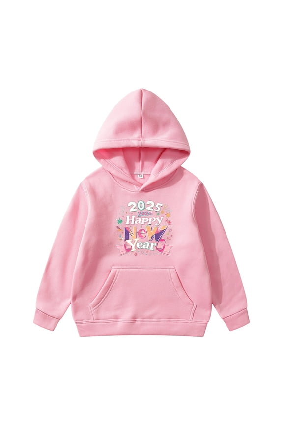 Toddler Girls Graphic Hoodies "2025 Happy New Year" Unisex Kids Hoodies Cropped Sweaters 2025 Merry Long Sleeve Pullover Oversized 2T Gymnastics Jackets For Boy Girl,3-14Y