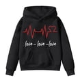 thumbnail image 1 of Hwmodou Toddler Girls Graphic Hoodies Kids Valentines Day Minimalist Letter Print Sweatshirt Heart Crewneck Trendy Pattern Round Neck Loose Fit Thick,3-12Y,3-12Y, 1 of 4