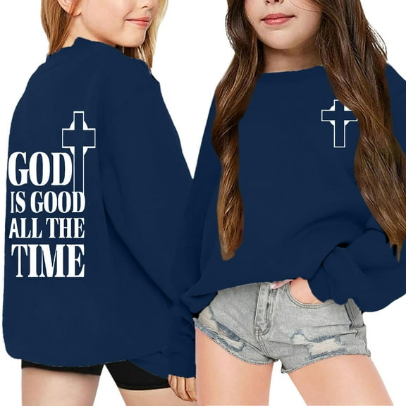 Hwmodou Toddler Girls Graphic Sweatshirts Kids Trendy Chic Letter Printed Hooded Printed Sweatshirt Leisure Loose Sweatshirt Casual Holiday Party Kids Clothing,2-13Y