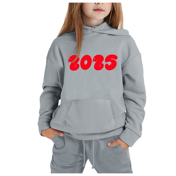 Wxolcjlv Toddler Girls Outfit Sets Kids Cuhk Kids Long Sleeve 2025 Hooded Top Hoodie Pant Set,2-Piece,Size 2-13Y