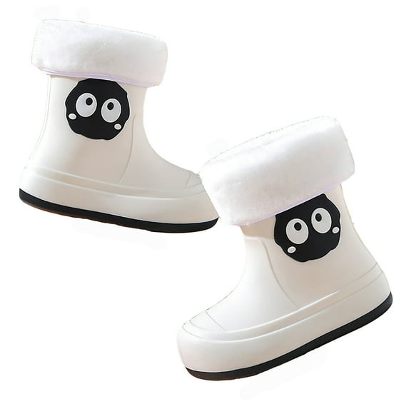 Hwmodou Toddler Rain Boots Boys Girls Winter Fleeced Easy On Waterproof Outdoor Cartoon Rain Boot Textured Soles Non Light Comfort Rain Shoes Primary School Students
