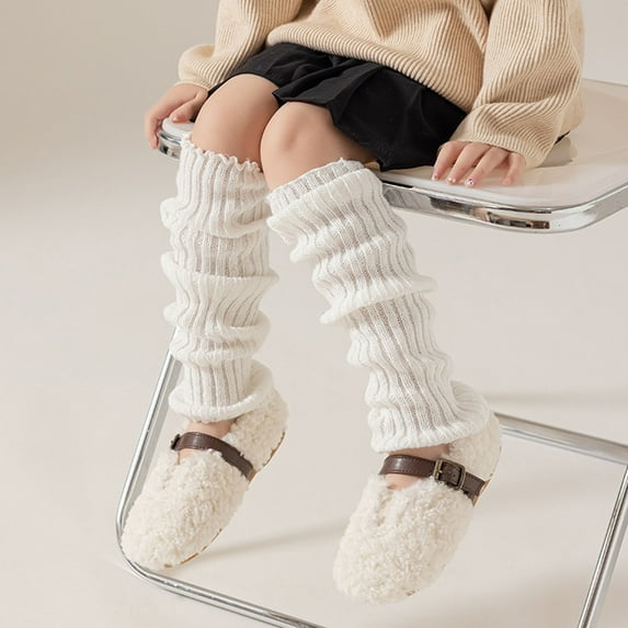Hwmodou Toddler Socks Kids Leg Warmers Knitted Leg Warmers Loose Socks Knee High Leg Warmers For Girls Non- Socks,6-12 Y