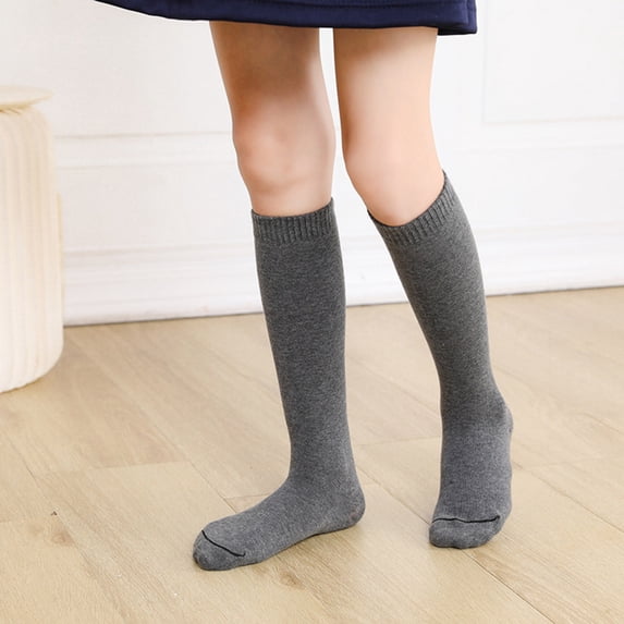 Hwmodou Toddler Socks Season Solid Color Knee High Warm Comfortable Stockings Childrens Stocks For Kids Boys Girls Non- Socks,2Y-13Y