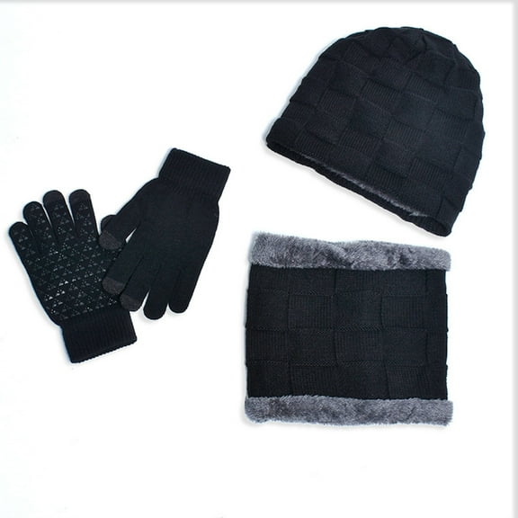 Hwmodou Toddler Winter Hat 3Pcs/Set Boys Hat Lined Hat Scarves Gloves For Boy Girls Children Warm Knit Cap Kids Beanie