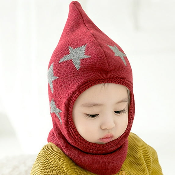 Hwmodou Toddler Winter Hat Baby Adjustable Hat Soft Star Warm Knitted Cute Ears Boys Girls Clothes Kids Beanie