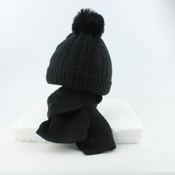 Hwmodou Toddler Winter Hat Baby Unisex Print Autumn Hair Solid Scarf Gaiter Knit Hat Kids Beanie