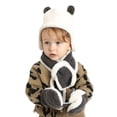 thumbnail image 1 of Hwmodou Toddler Winter Hat Children Boys Girls Hat Scarf Gloves Set Bear Flannel Warm Ear Hat Outdoor Kids Beanie, 1 of 4
