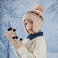thumbnail image 1 of Hwmodou Toddler Winter Hat Children Trendy Hat Gloves Hairball Colored Shaped Knitted Woolen Hat Kids Beanie, 1 of 4