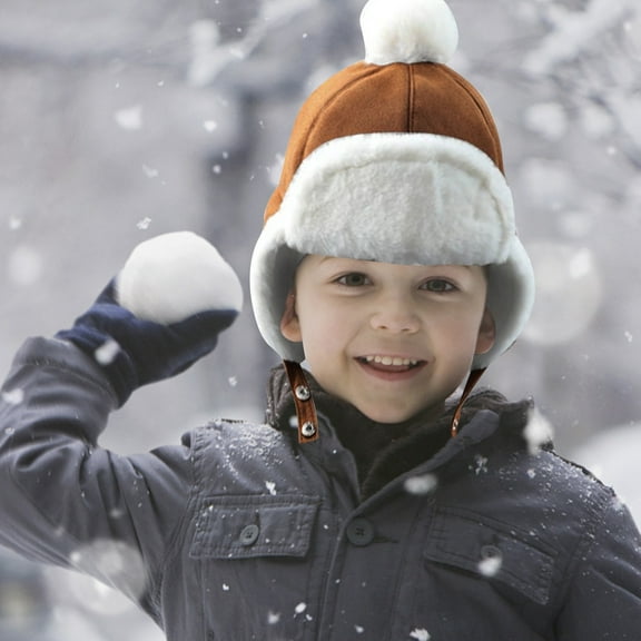 Hwmodou Toddler Winter Hat Outdoor Autumn Warm Baby Boy Girl Children Cute Ear Protections Cap Hat Kids Beanie