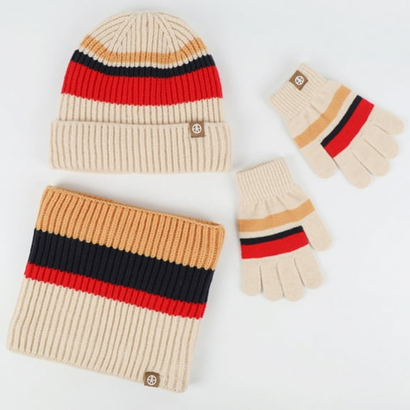 Hwmodou Toddler Winter Hat Scarf Gloves Set For Boys Girls Warm Cap Lined Knitted Hat Kids Beanie