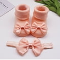 thumbnail image 1 of Wxolcjlv Warm Baby Socks Children Kids Soft Bottom Shoes Bowkot Princess Floor 1Pc + 1Pc Bow Hairband Cute Soft Socks,0M-12M, 1 of 6