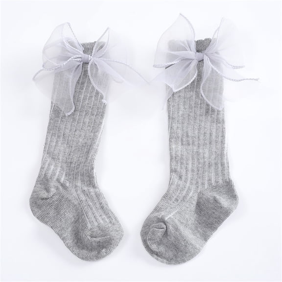 Hwmodou Warm Baby Socks Fashion Soft Calf Knee High Lace Large Bow Knot Stockings Stretchy Affordable Socks,0M-18M