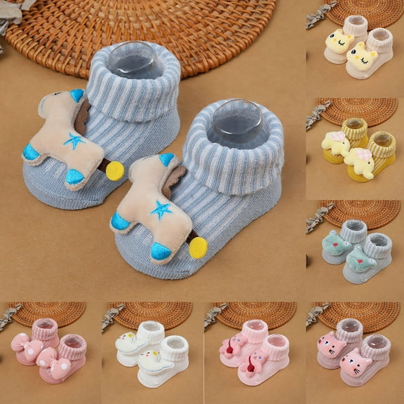 Hwmodou Warm Baby Socks Girls Socks Socks Cartoon Socks Stretchy Affordable Socks,0M-12M