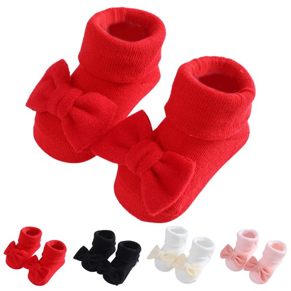 Hwmodou Warm Baby Socks Kids Socks Winter Socks Boys Girls Children Bowknot Princess Socks Floor Socks Cute Soft Socks,0M-12M