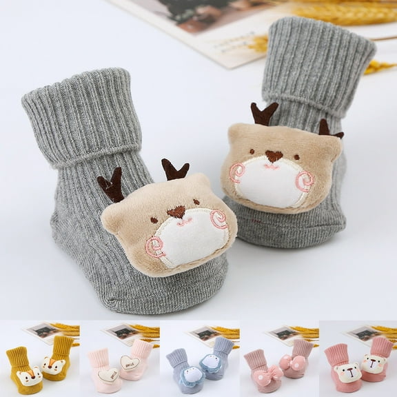 Hwmodou Warm Baby Socks Shoes Boys Girls Walking Shoes Comfortable Fashionable Princess Shoes Cute Soft Socks,0M-18M