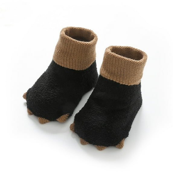 Hwmodou Warm Baby Socks Small Paws Socks Floor Socks Autumn Winter New Half Velvet Soft Skin Boys Girls Cute Soft Socks,0M-18M