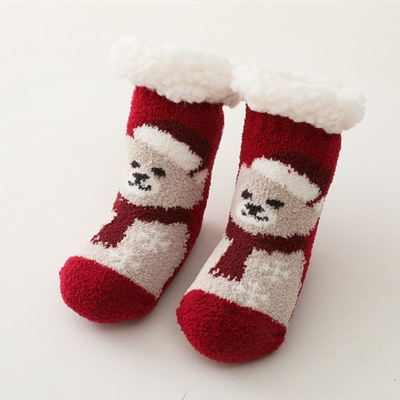 Hwmodou Warm Baby Socks Socks Christmas Socks Boys Girls Children Socks Soft Sole Non Shoes Socks Princess Socks Floor Stretchy Affordable Socks,0M-24M