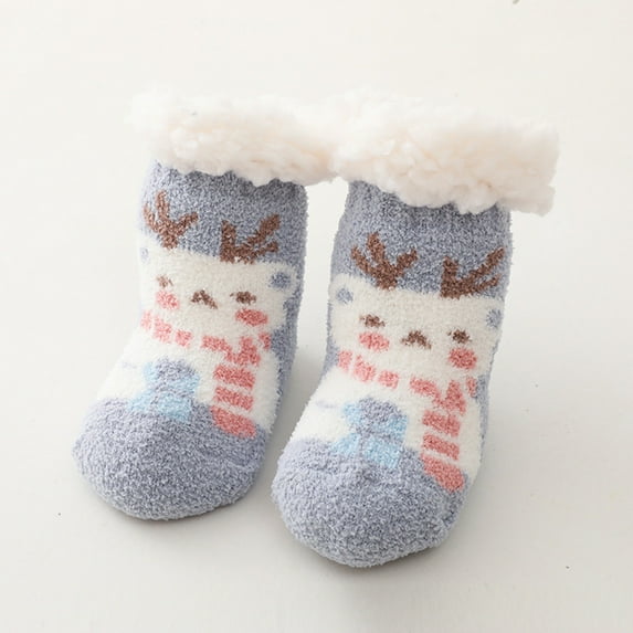 Hwmodou Warm Baby Socks Socks Christmas Socks Boys Girls Children Socks Soft Sole Non Shoes Socks Princess Socks Floor Stretchy Affordable Socks,0M-24M