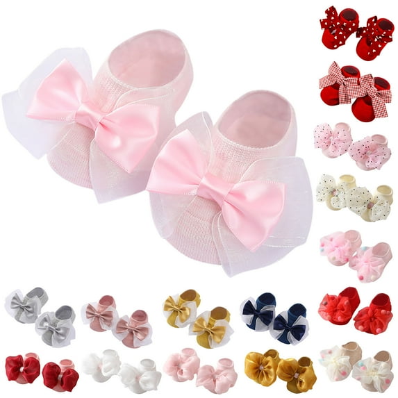 Hwmodou Warm Baby Socks Soft Shoes Bowkot Floor Bottom Princess Children Socks Kids Socks Stretchy Affordable Socks,0M-24M