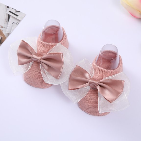 Hwmodou Warm Baby Socks Soft Shoes Bowkot Floor Bottom Princess Children Socks Kids Socks Stretchy Affordable Socks,0M-24M