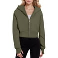 thumbnail image 1 of Hwmodou Women Bubble Jackets Women's Zip Up Hoodies Cropped Sweatshirts Fall Outfits Casual Hooded Pullover Sweaters Tops Winter Clothes Holiday Vacation Clothes For Woman, 1 of 4