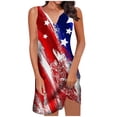 thumbnail image 1 of Hwmodou Women Dresses Casual Round Neck Hollow Ring Colorful Independence Day Printed Sleeveless Vacation Simple Dress Cozy Female Sundress, 1 of 5