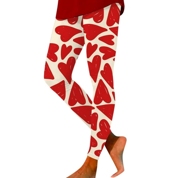 Hwmodou Women Legging Women'S Valentine'S Day Casual Love Printed Yoga Pants Leggings Tummy Control Clothing Woman