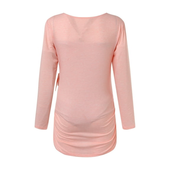 Hwmodou Women Pregnant T-shirts Womens Maternity Irregular Soild Color Tee Short Sleeve Crew Neck Basic T Shirt Top Dailywear Pregnancy Clothes For Woman