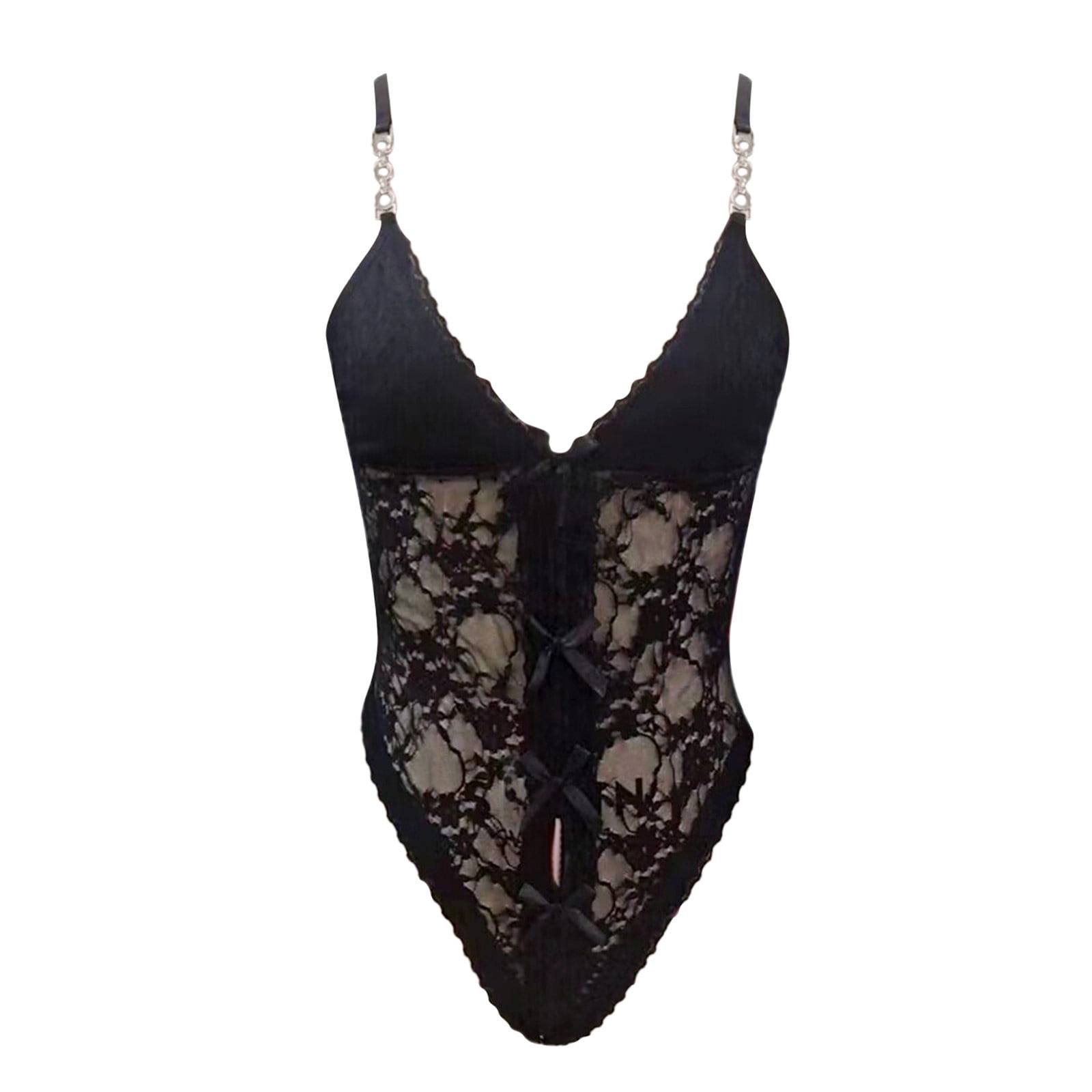 Hwmodou Women's Exotic Lingerie Trendy Floral Printed Lace Chemise