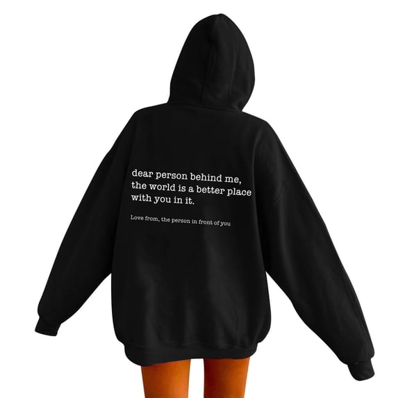 Hwmodou Women's Hoodies Sweatshirts Letter Printed Long Sleeve Clothes Word Graphic Fashion Vintage Trendy Kawaii Preppy Tops Sports Gym Sweatshirt For Woman